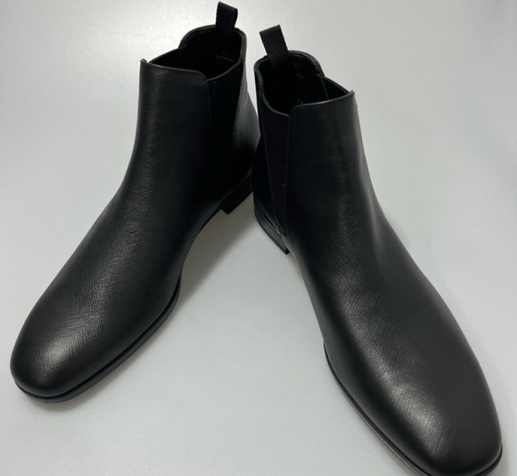 Prada Saffiano Leather Chelsea Boots Black Men Uk 8 Us 9
