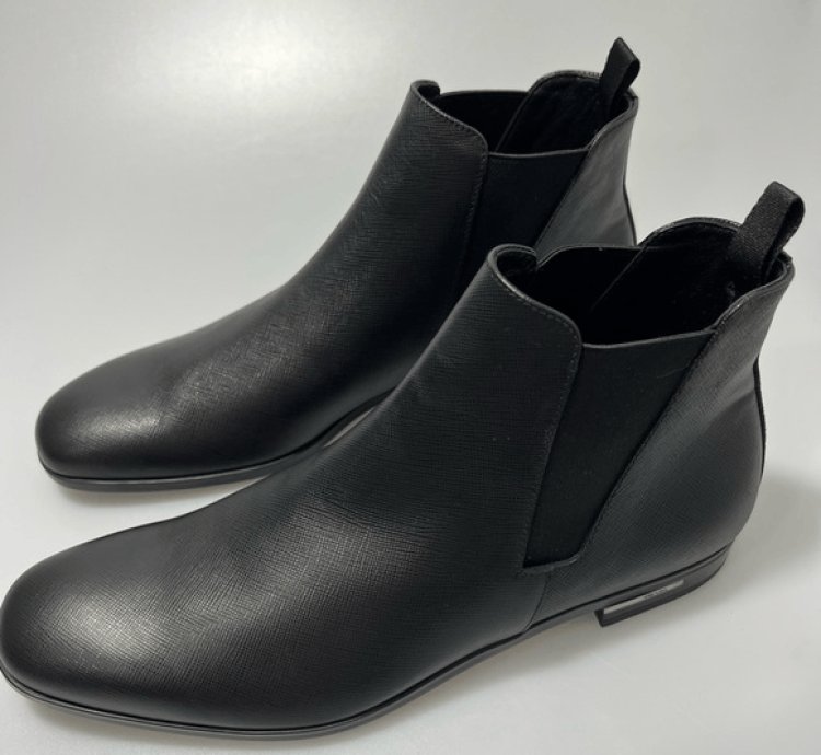 Prada Saffiano Leather Chelsea Boots Black Men Uk 8 Us 9