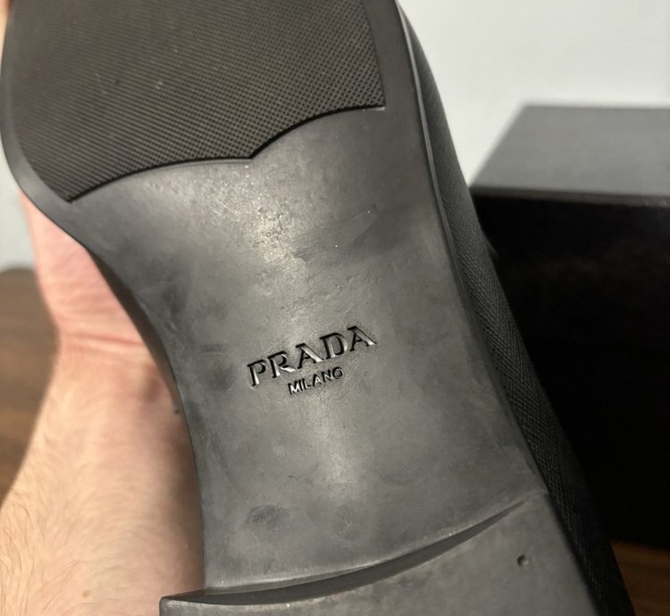 Prada Saffiano Logo Penny Loafers