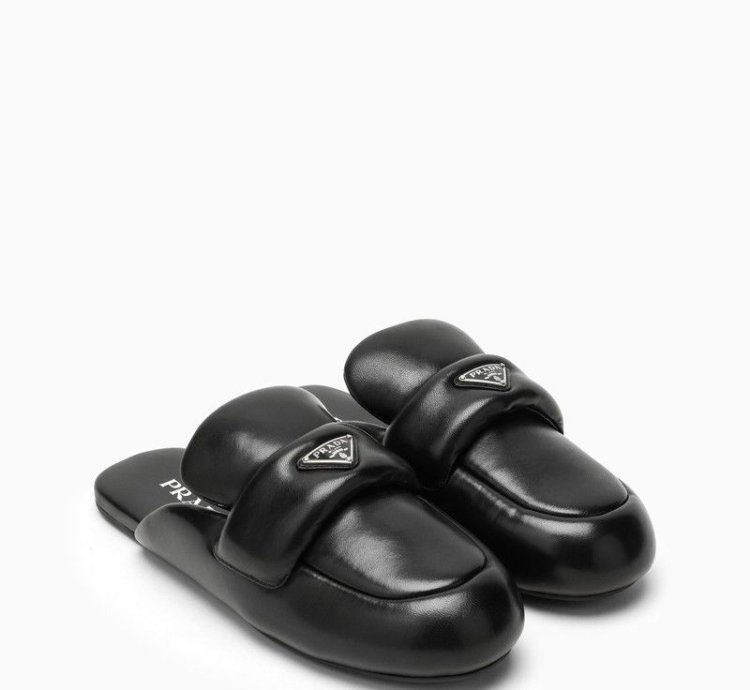 Prada Soft Flat Black Padded Sabot