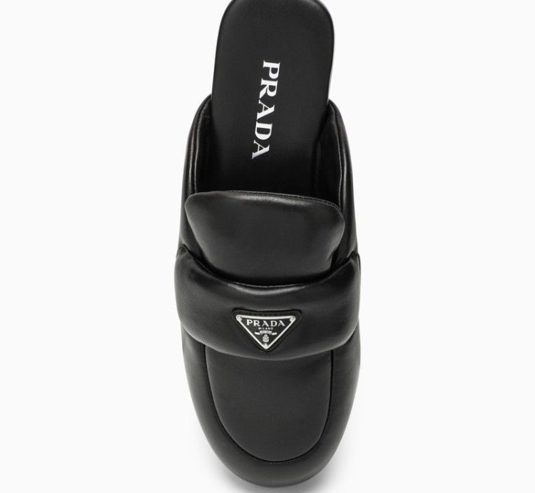 Prada Soft Flat Black Padded Sabot