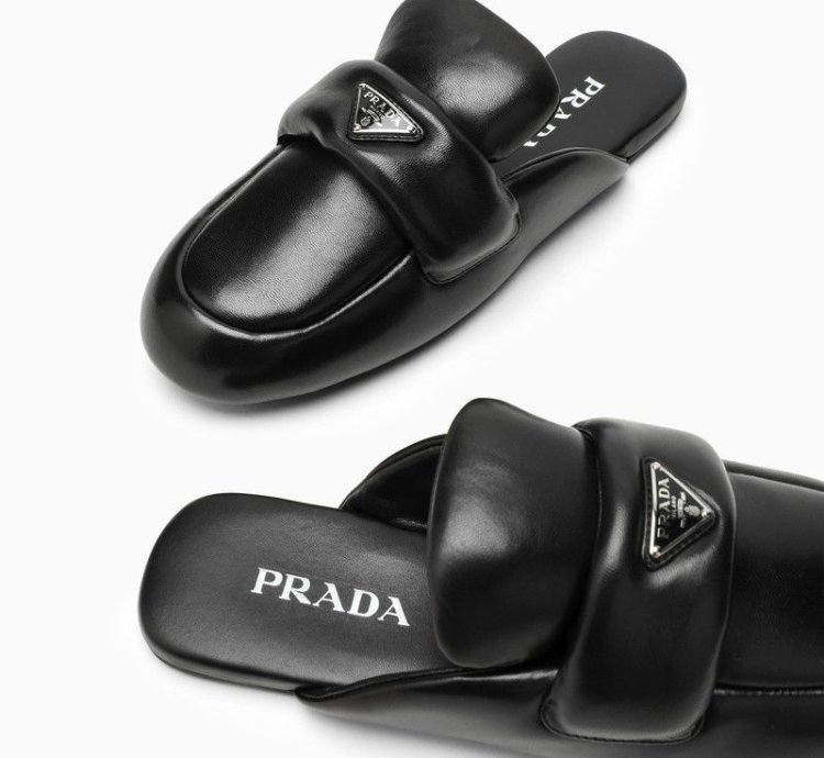 Prada Soft Flat Black Padded Sabot