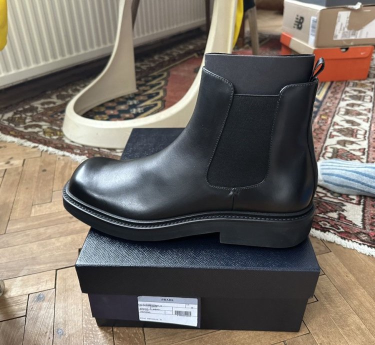 Prada Square Toe Chelsea Boots New With Box Uk 12