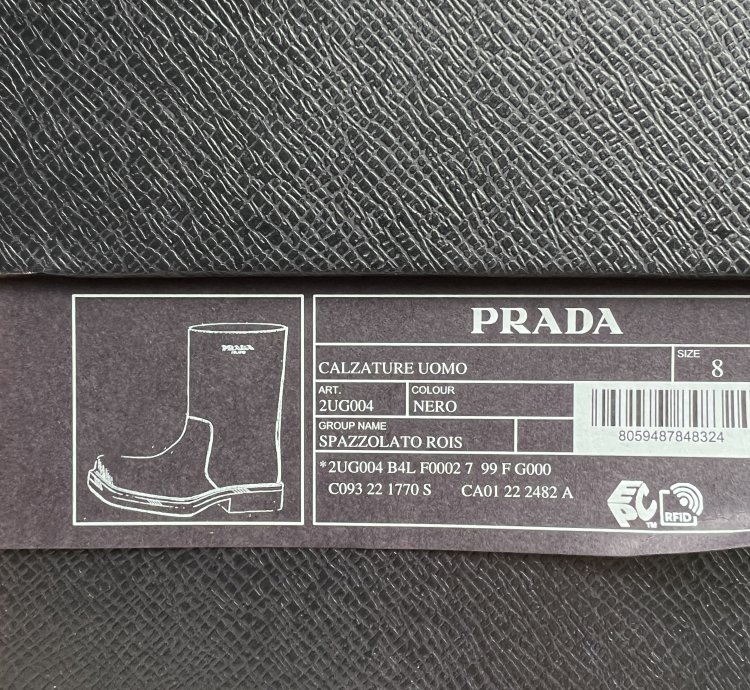 Prada Square Toe Embroidered Logo Boots