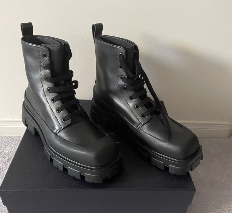Prada Square Toe Lace Up Boots