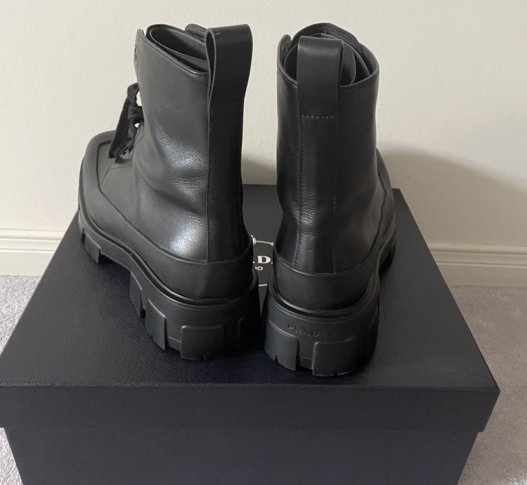 Prada Square Toe Lace Up Boots