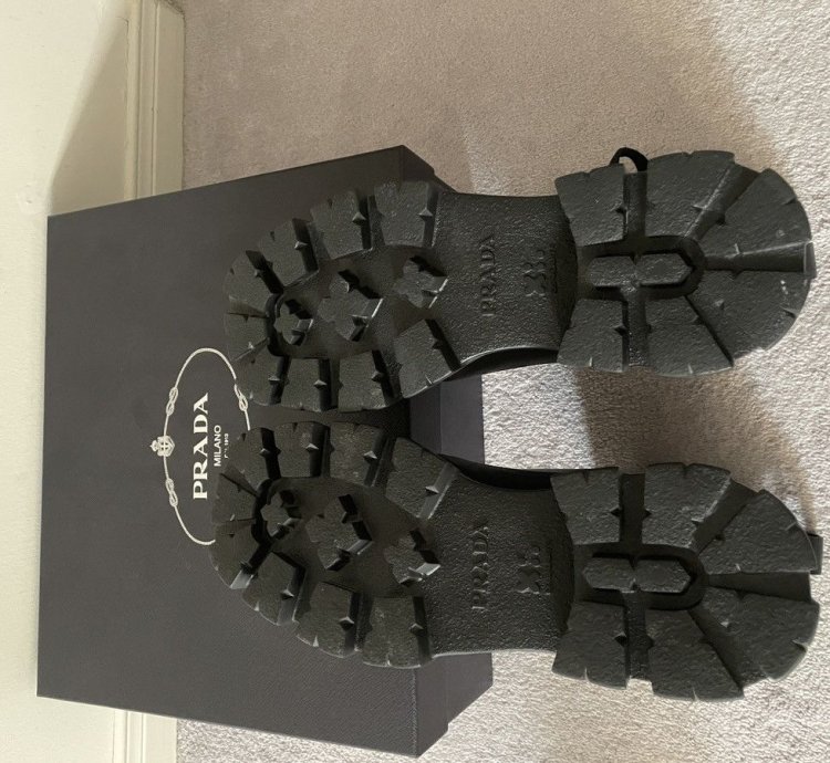 Prada Square Toe Lace Up Boots