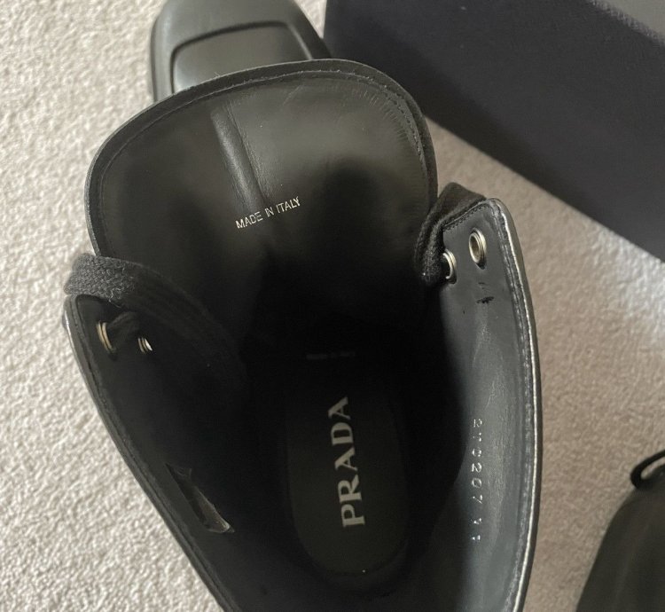 Prada Square Toe Lace Up Boots
