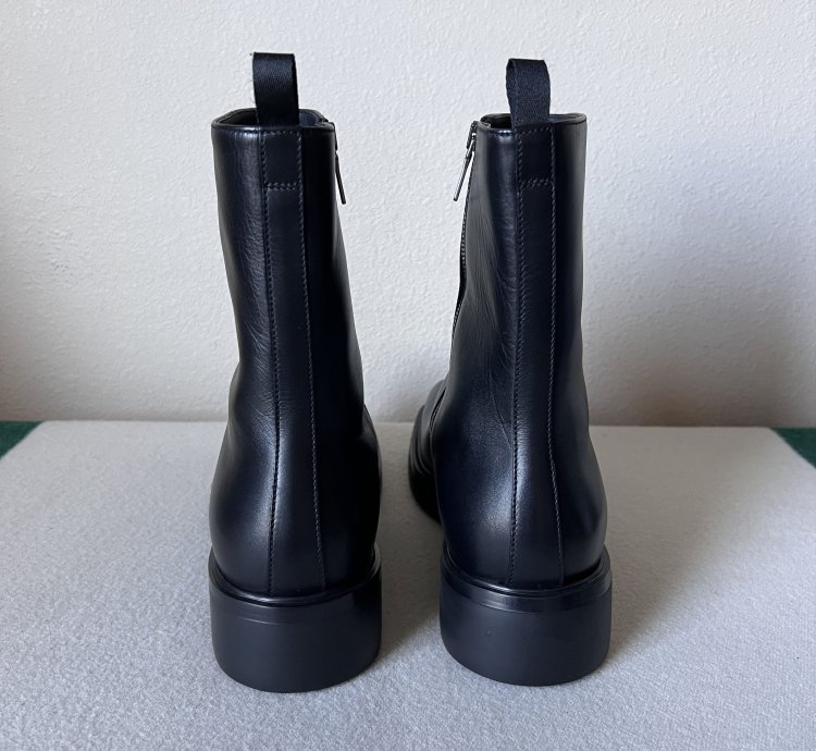 Prada Square Toe Leather Ankle Boots In Black