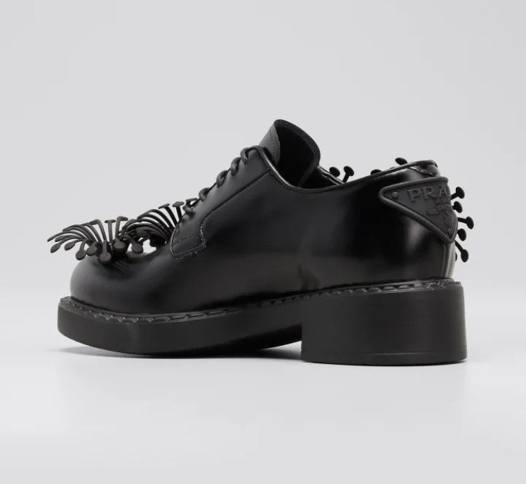 Prada Ss22 Flower Derby Leather Shoes