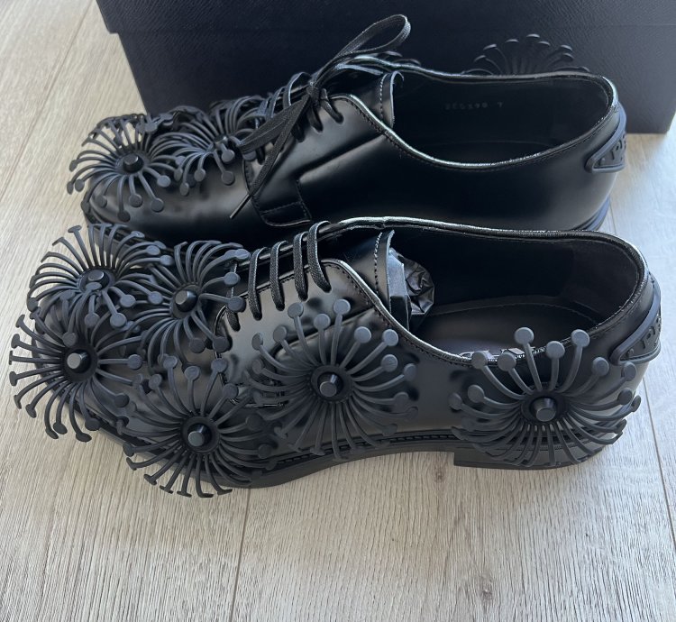 Prada Ss22 Flower Derby Leather Shoes