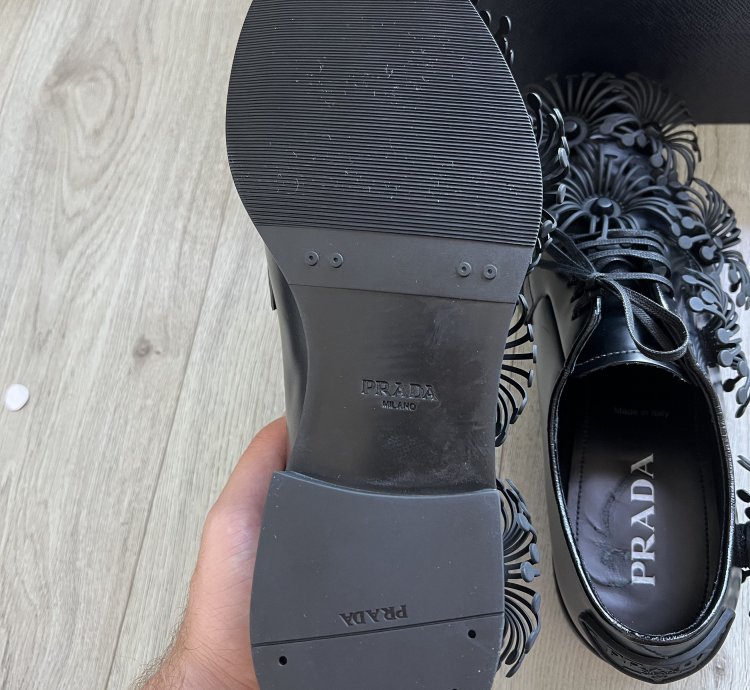 Prada Ss22 Flower Derby Leather Shoes