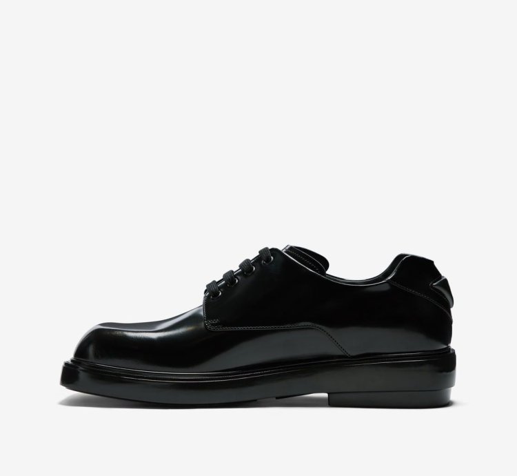 Prada Ss24 Runway Brushed Black Leather Derby Raf Simons