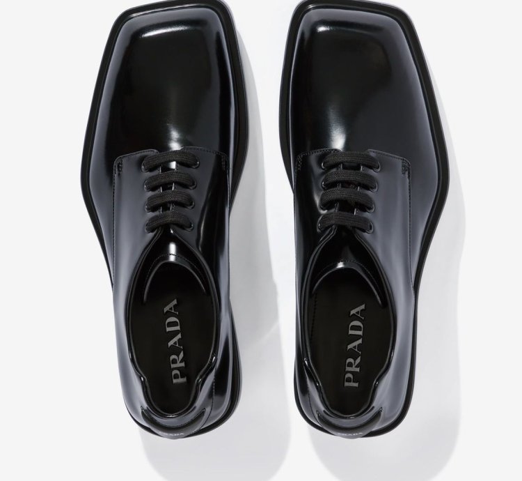 Prada Ss24 Runway Brushed Black Leather Derby Raf Simons