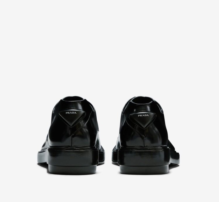 Prada Ss24 Runway Brushed Black Leather Derby Raf Simons
