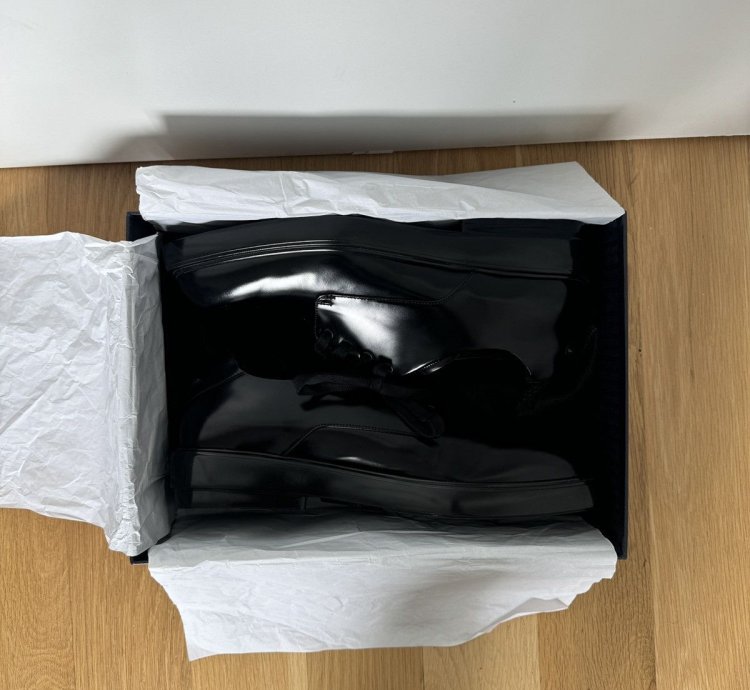 Prada Ss24 Runway Brushed Black Leather Derby Raf Simons