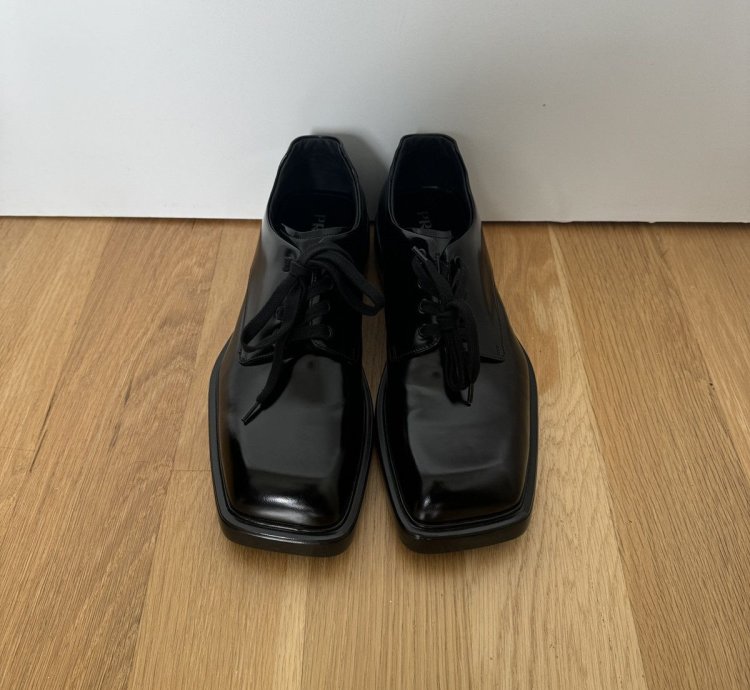 Prada Ss24 Runway Brushed Black Leather Derby Raf Simons