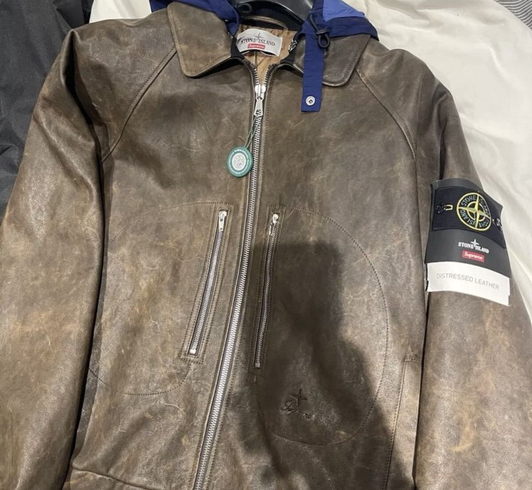 Stone Island Supreme 2023 Helicopter Leather Jacket