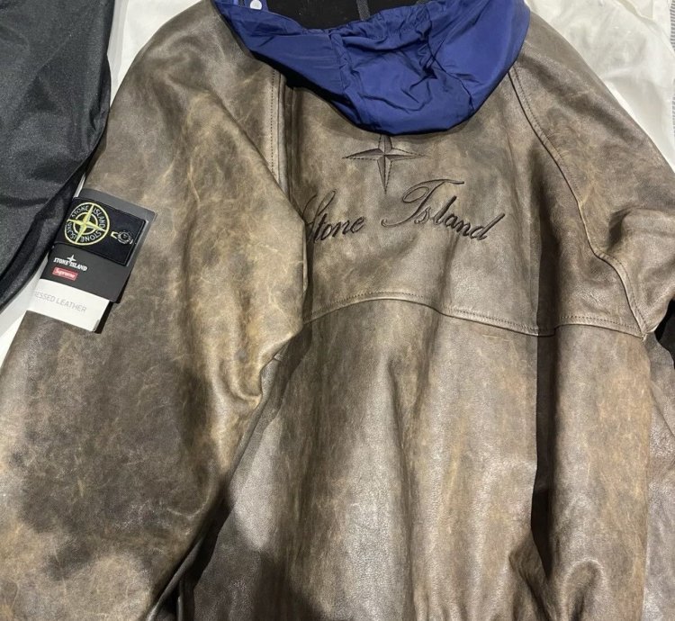 Stone Island Supreme 2023 Helicopter Leather Jacket