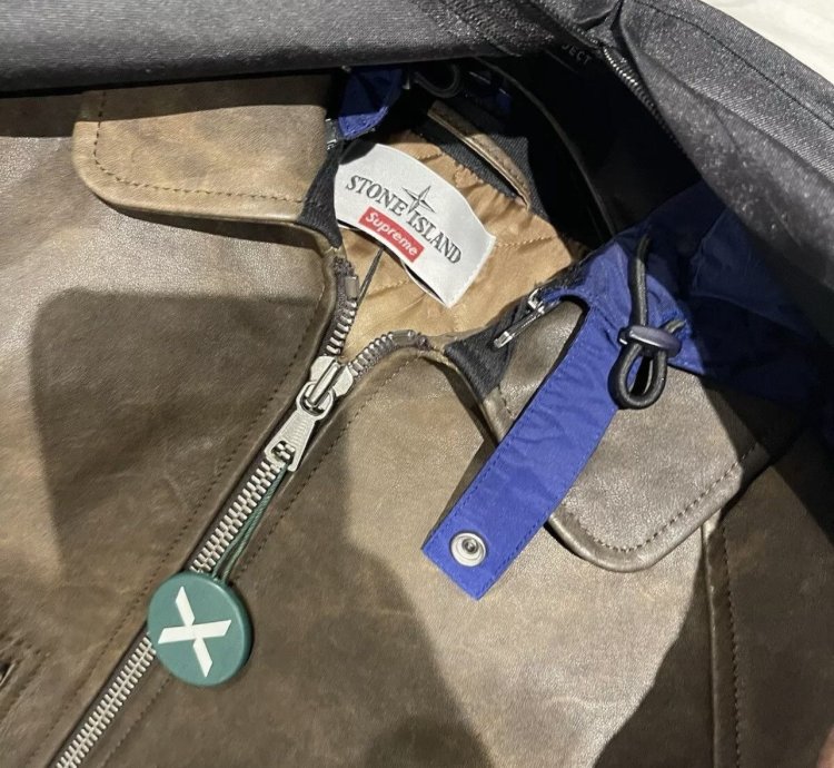 Stone Island Supreme 2023 Helicopter Leather Jacket