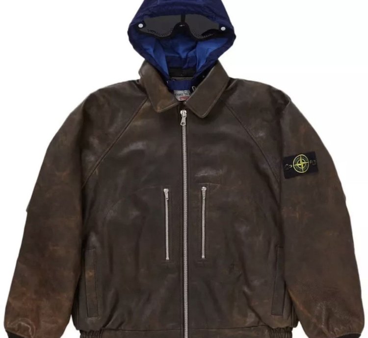 Stone Island Supreme 2023 Helicopter Leather Jacket