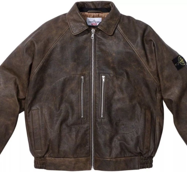 Stone Island Supreme 2023 Helicopter Leather Jacket