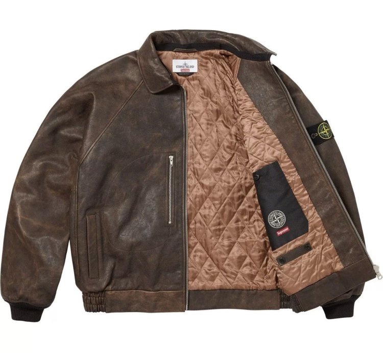 Stone Island Supreme 2023 Helicopter Leather Jacket