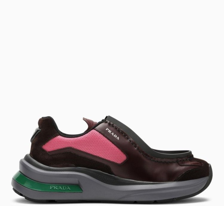 Prada Systeme Two-tone Leather Trainer