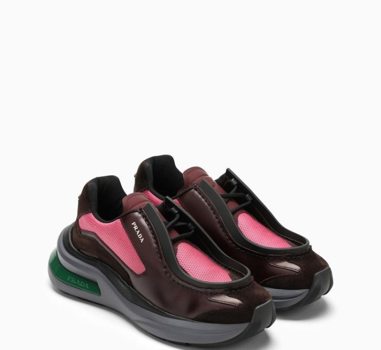 Prada Systeme Two-tone Leather Trainer