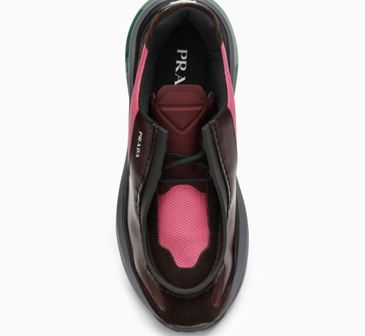 Prada Systeme Two-tone Leather Trainer