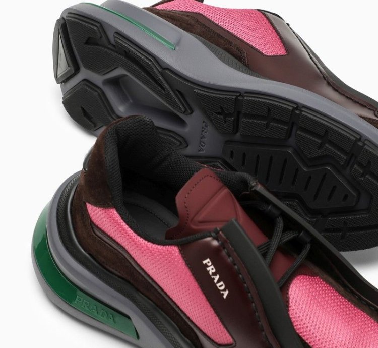 Prada Systeme Two-tone Leather Trainer