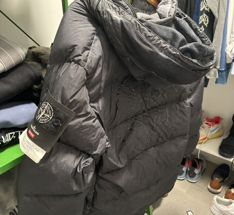 Stone Island Supreme Paintball Camo Crinkle Down Jacket