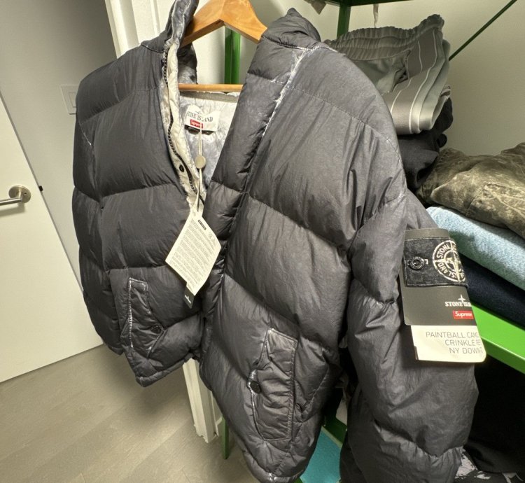 Stone Island Supreme Paintball Camo Crinkle Down Jacket