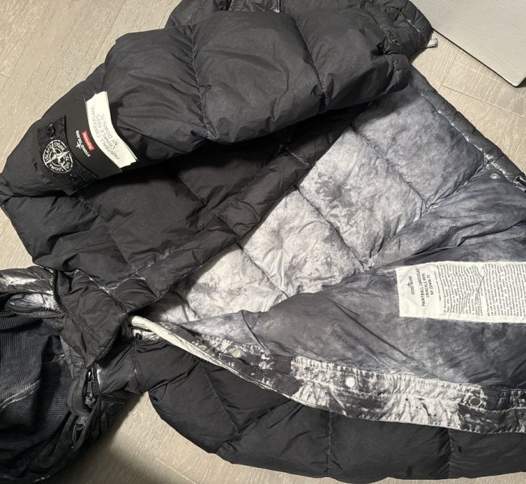 Stone Island Supreme Paintball Camo Crinkle Down Jacket