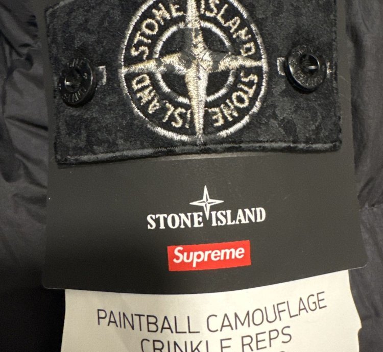 Stone Island Supreme Paintball Camo Crinkle Down Jacket