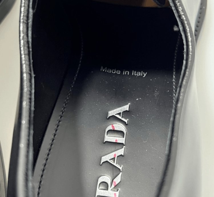 Prada Triangle-logo Derby Shoes Black Men Uk 8 5 Us 9 5