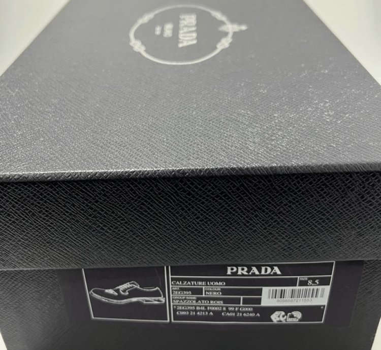 Prada Triangle-logo Derby Shoes Black Men Uk 8 5 Us 9 5