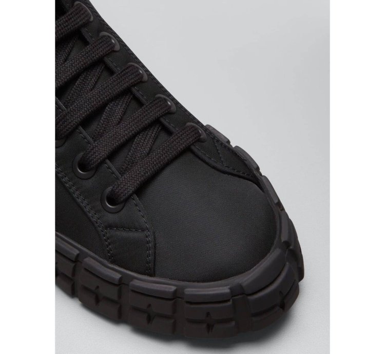 Prada Wheel Nylon Black Zip Pouch Logo High Top Sneaker