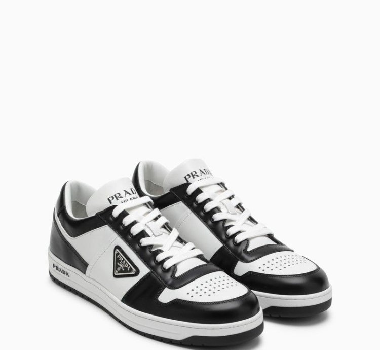 Prada White Black Leather Prada Holiday Low-top Sneakers