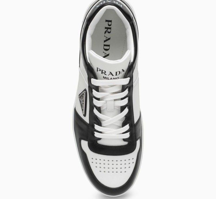 Prada White Black Leather Prada Holiday Low-top Sneakers