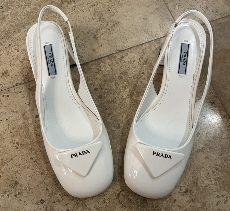 Prada White Leather Heels