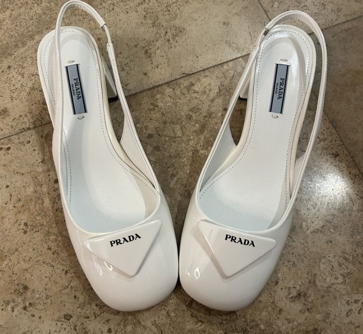 Prada White Leather Heels