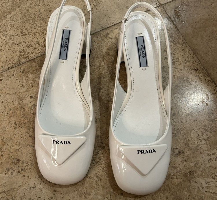 Prada White Leather Heels