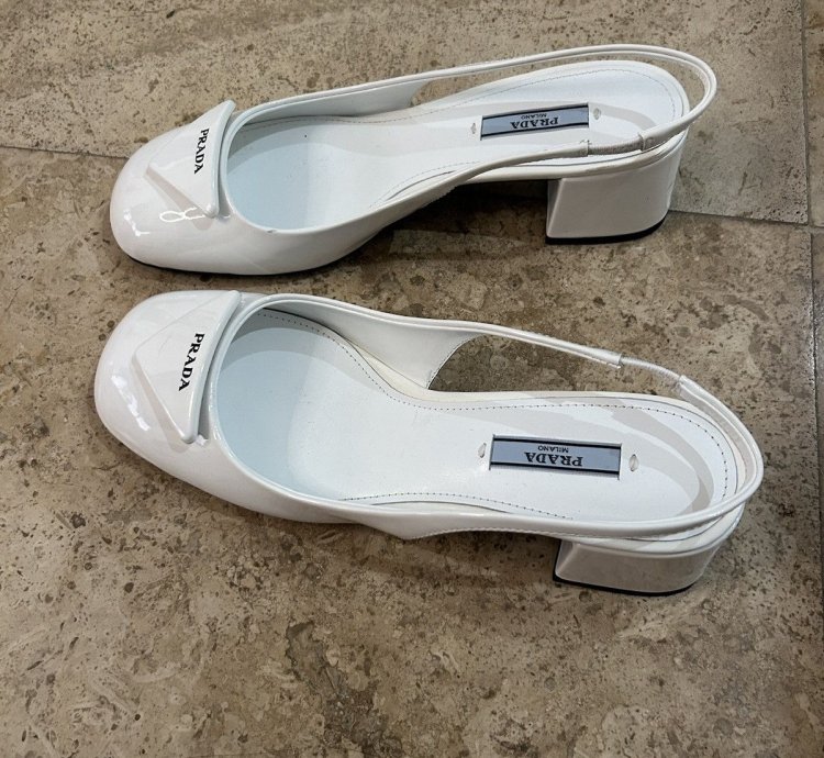 Prada White Leather Heels