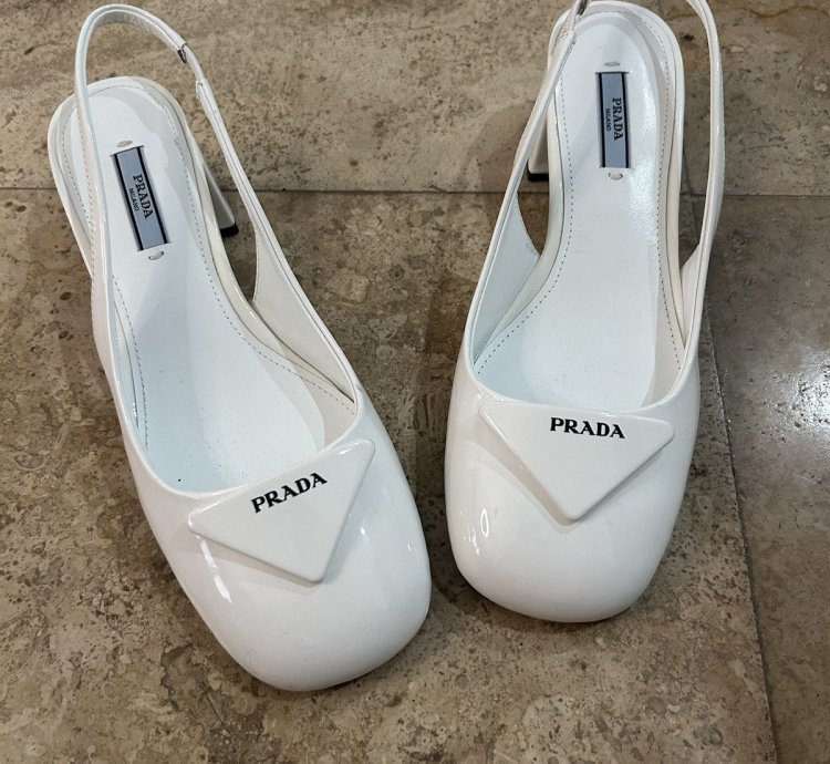 Prada White Leather Heels