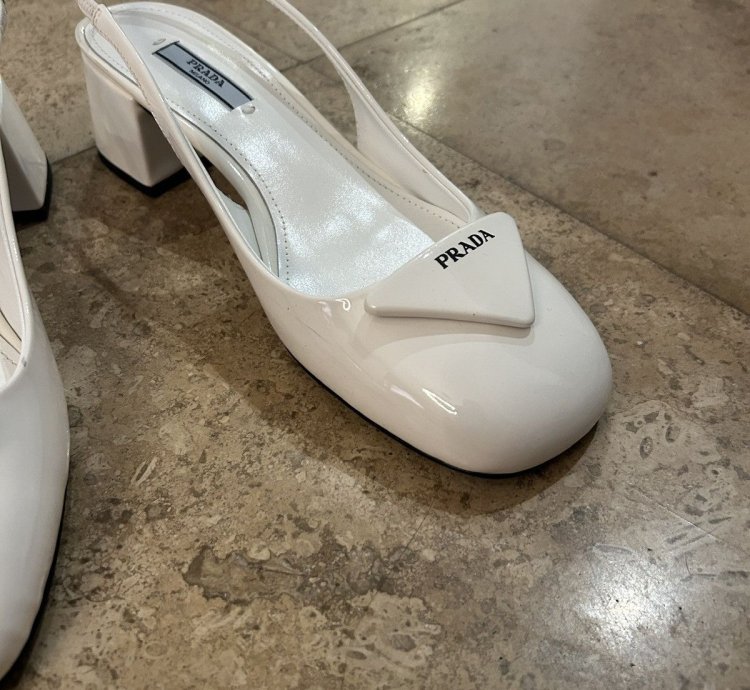 Prada White Leather Heels