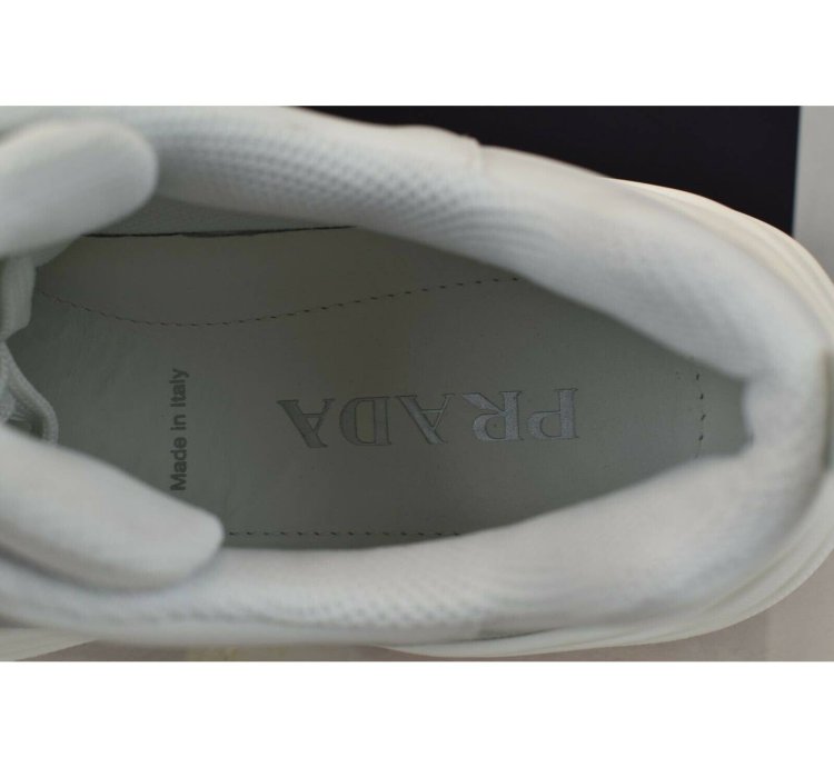 Prada White Leather Platform Sneakers