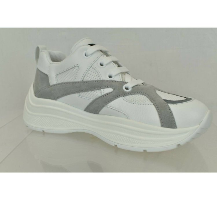 Prada White Leather Platform Sneakers