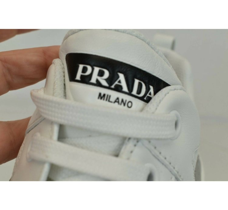 Prada White Leather Platform Sneakers