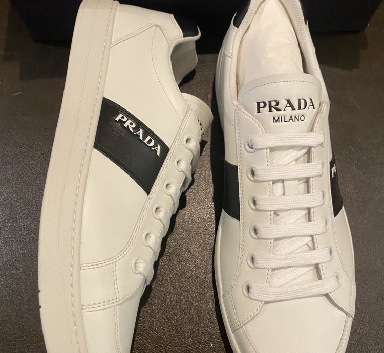 Prada White Vitelli Soft Logo Sneakers Low